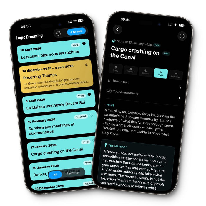 The Logic Dreaming app on two phones