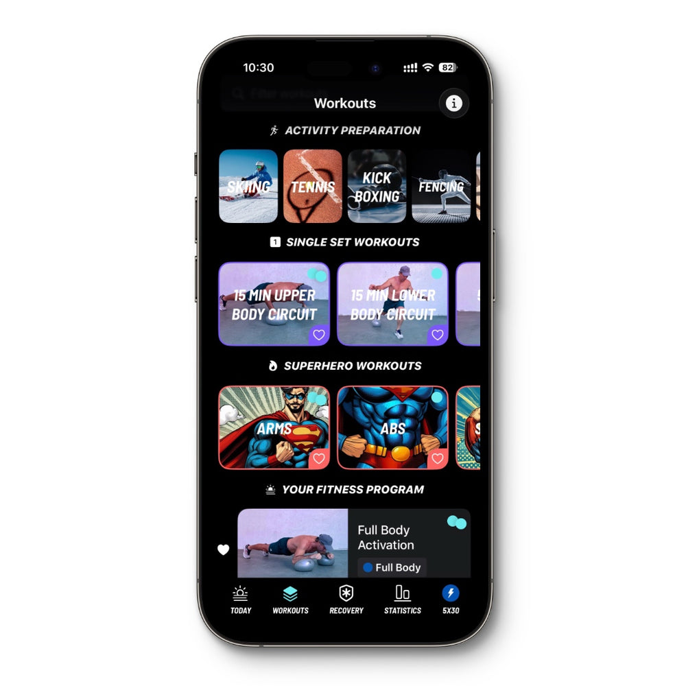 The workout library in the Logic Workout app