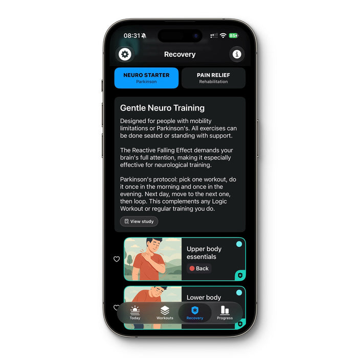 The Neuro Starter programme in the Recovery tab of the Logic Workout app